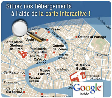 Situez nos hébergement à l'aide de la carte interactive de Venise